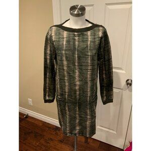 A.P.C. Green & Pink Tie Dye Boat Neck Dress w/ Shoulder Buttons, Size Medium